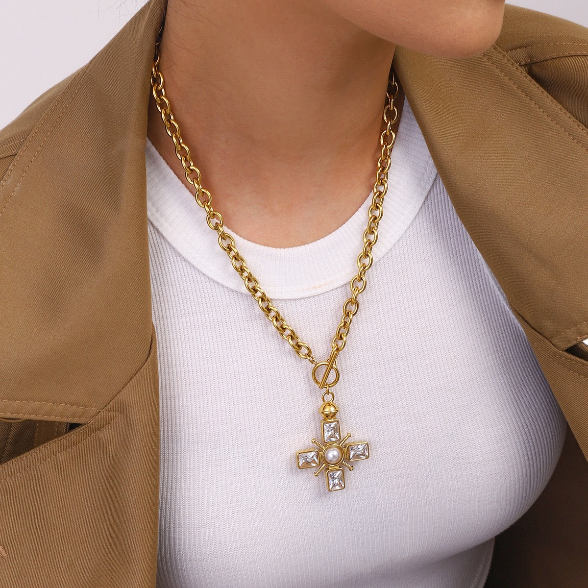 Cross Necklace (Transparent)