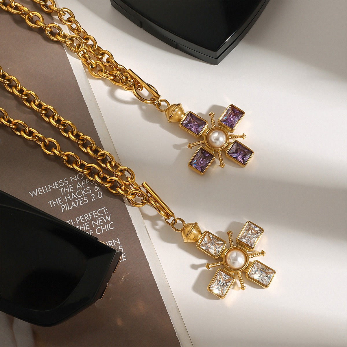 Cross Necklace (Purple)