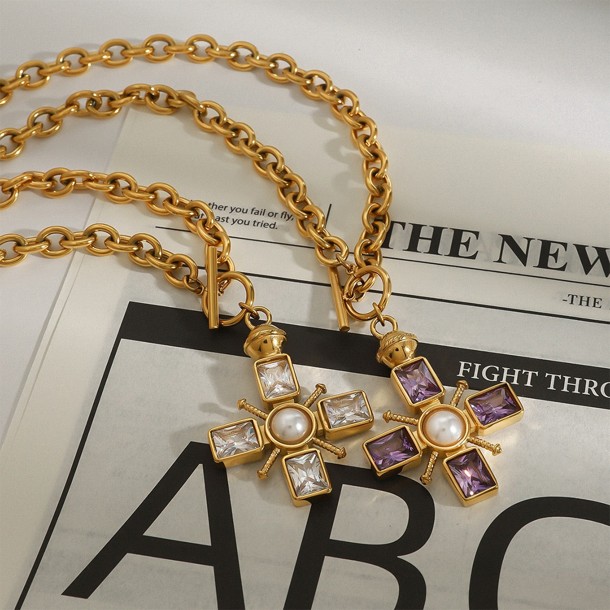 Cross Necklace (Purple)