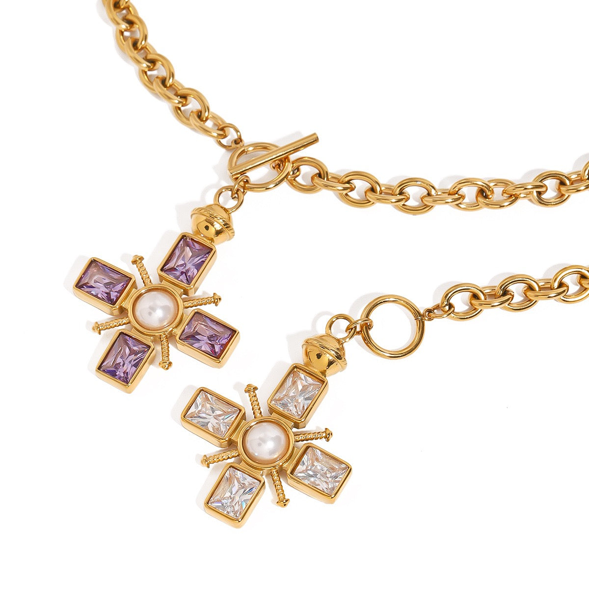 Cross Necklace (Purple)