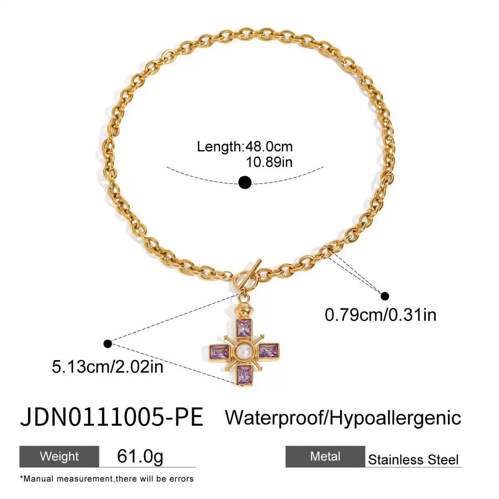 Cross Necklace (Purple)